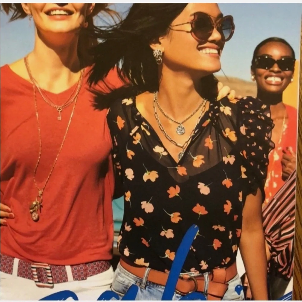 Cabi Floral Sunset Kiss Sheer Blouse - Size L - Picture 2 of 13